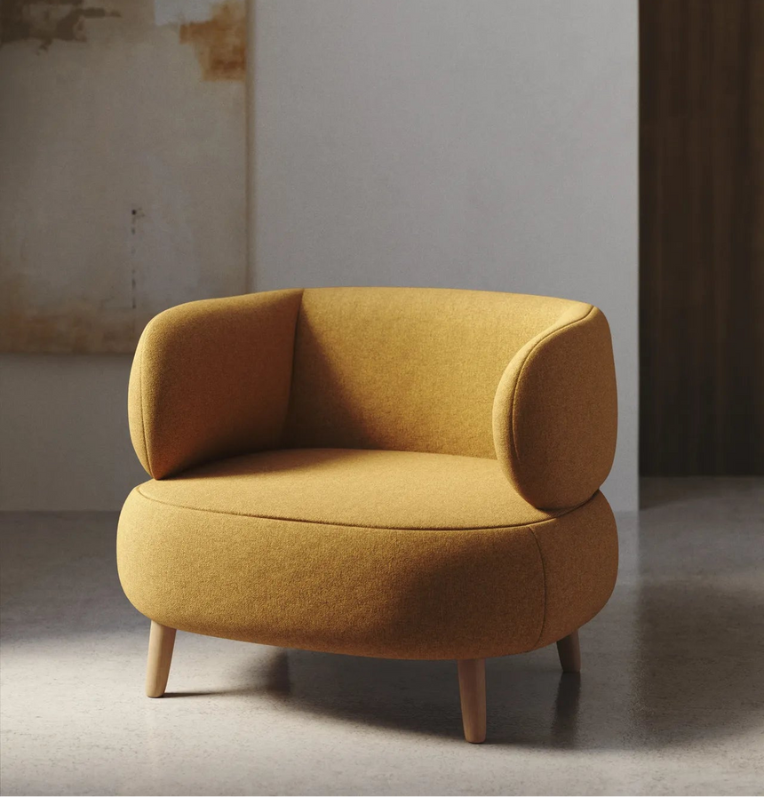 Sessel Luisa in Senfgelb mit Beinen aus massivem Buchenholz, 90 cm von Kave Home – Bild 2