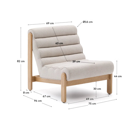 Sessel Magira in Beige aus massivem Eichenholz mit Finish in natürlichem Farbton von Kave Home – Produktbild 5