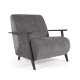 Sessel Meghan aus grauer Chenille und Holz mit Wenge-Finish von Kave Home – Bild 1