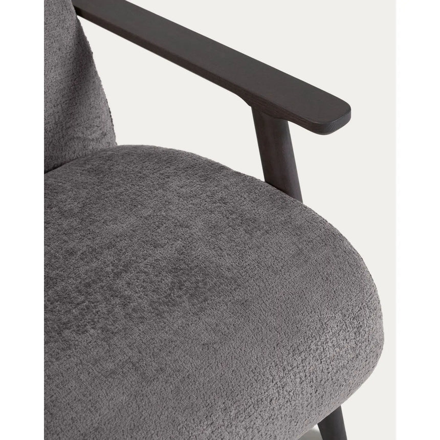 Sessel Meghan aus grauer Chenille und Holz mit Wenge-Finish von Kave Home – Bild 10