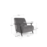 Sessel Meghan aus grauer Chenille und Holz mit Wenge-Finish von Kave Home – Bild 4