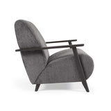 Sessel Meghan aus grauer Chenille und Holz mit Wenge-Finish von Kave Home – Bild 5