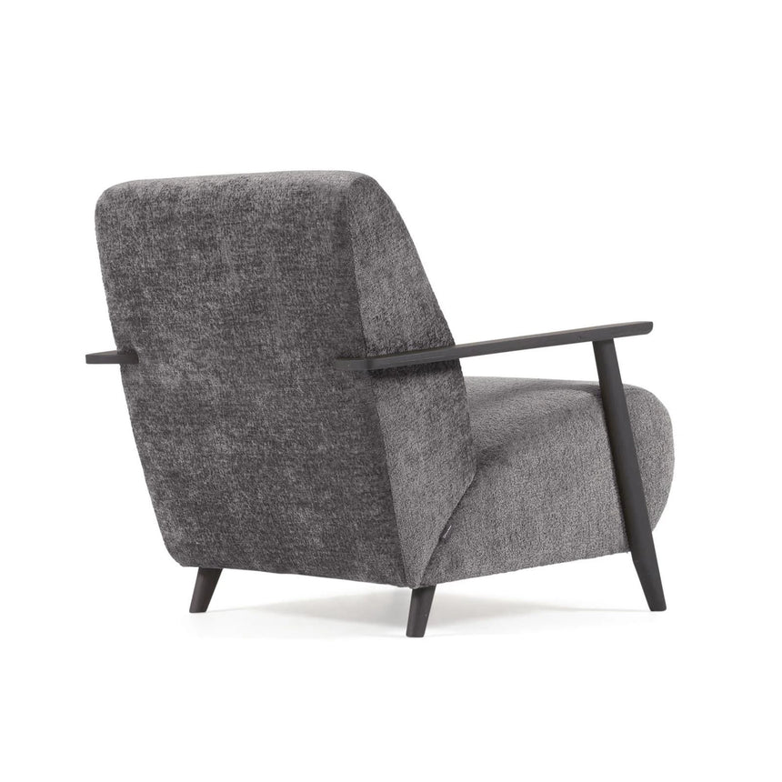 Sessel Meghan aus grauer Chenille und Holz mit Wenge-Finish von Kave Home – Bild 6