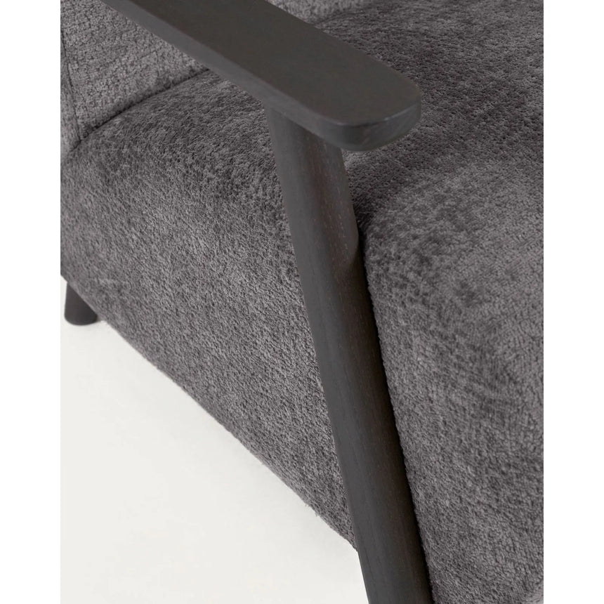 Sessel Meghan aus grauer Chenille und Holz mit Wenge-Finish von Kave Home – Bild 9