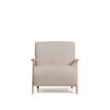 Sessel Meghan in beigem, schwer entflammbarem Lammfellimitat mit massivem Eschenholz mit naturfarbenem Finish, FSC Mix Credit von Kave Home – Produktbild 5