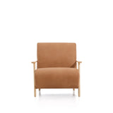Sessel Meghan in braunem Leder mit massivem Eschenholz mit naturfarbenem Finish, FSC Mix Credit von Kave Home – Produktbild 7