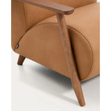 Sessel Meghan in braunem Leder mit massivem Eschenholz mit nussbaumfarbenem Finish, FSC Mix Credit von Kave Home – Produktbild 12