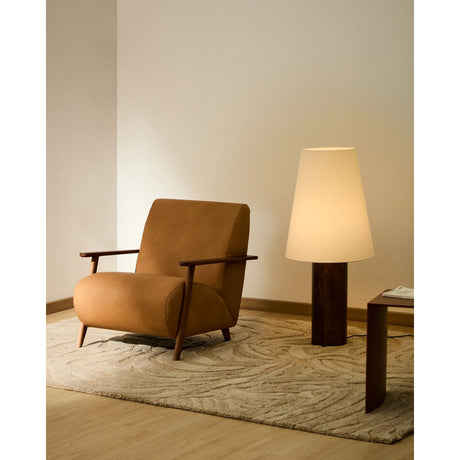 Sessel Meghan in braunem Leder mit massivem Eschenholz mit nussbaumfarbenem Finish, FSC Mix Credit von Kave Home – Produktbild 5