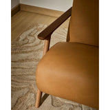 Sessel Meghan in braunem Leder mit massivem Eschenholz mit nussbaumfarbenem Finish, FSC Mix Credit von Kave Home – Produktbild 6