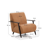 Sessel Meghan in braunem Leder mit massivem Eschenholz mit wengefarbenem Finish, FSC Mix Credit von Kave Home – Produktbild 4