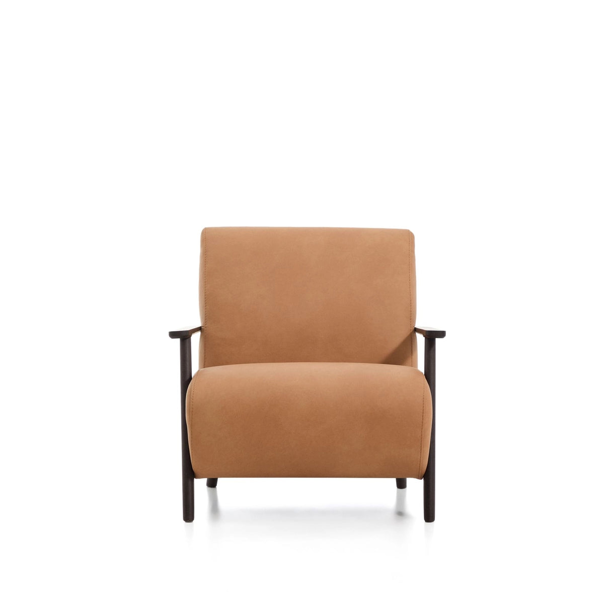 Sessel Meghan in braunem Leder mit massivem Eschenholz mit wengefarbenem Finish, FSC Mix Credit von Kave Home – Produktbild 7