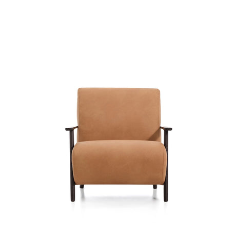 Sessel Meghan in braunem Leder mit massivem Eschenholz mit wengefarbenem Finish, FSC Mix Credit von Kave Home – Produktbild 7