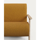 Sessel Meghan in schwer entflammbarem Lammfellimitat in Senfgelb mit massivem Eschenholz mit Natur-Finish, FSC Mix Credit von Kave Home – Produktbild 8