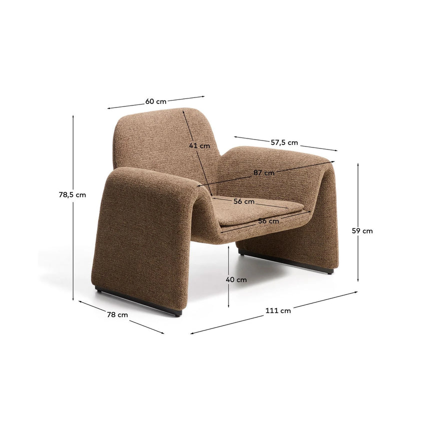 Sessel Melvia mit Chenille in Schokoladenbraun von Kave Home – Bild 2