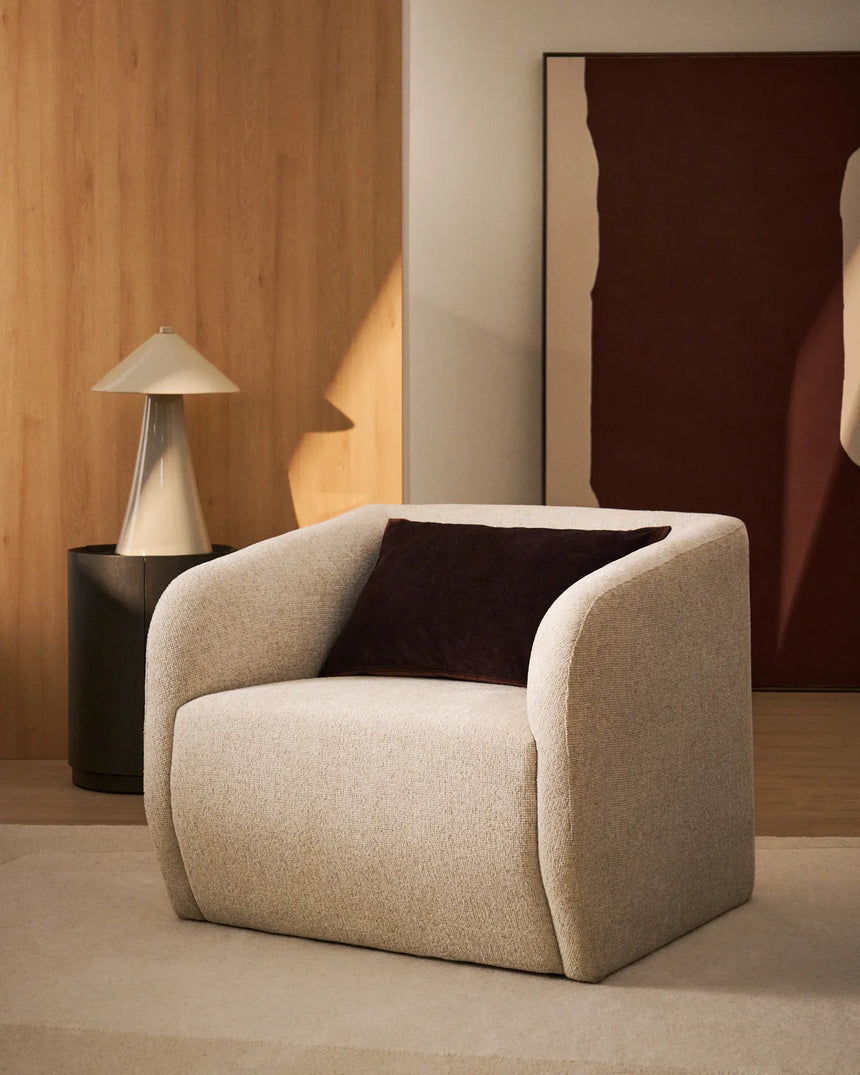Sessel Milare in beiger Chenille, 83 cm, FSC 100 % von Kave Home – Bild 2