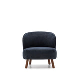 Sessel Ulit aus blaugrauer Chenille mit Beinen aus massivem Eschenholz mit Nussbaum-Finish von Kave Home – Bild 5