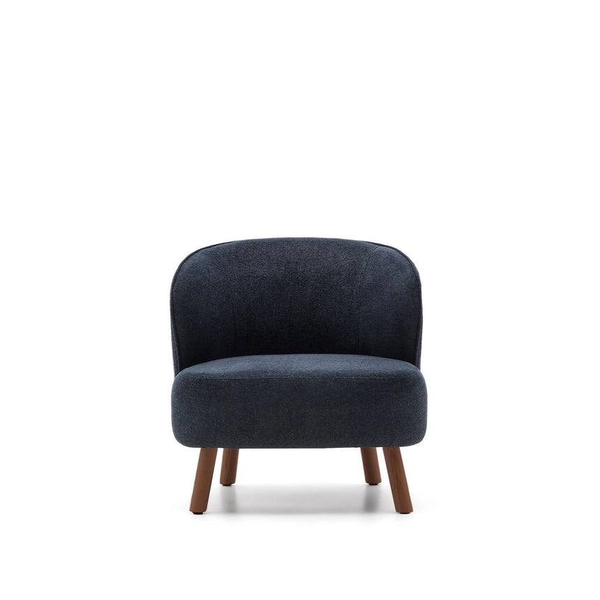 Sessel Ulit aus blaugrauer Chenille mit Beinen aus massivem Eschenholz mit Nussbaum-Finish von Kave Home – Bild 5