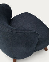 Sessel Ulit aus blaugrauer Chenille mit Beinen aus massivem Eschenholz mit Nussbaum-Finish von Kave Home – Bild 8
