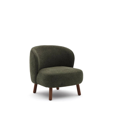 Sessel Ulit aus grüner Chenille mit Beinen aus massivem Eschenholz mit Nussbaum-Finish von Kave Home – Bild 1