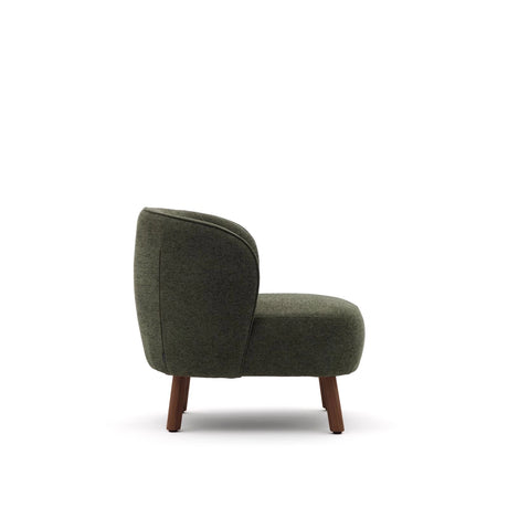 Sessel Ulit aus grüner Chenille mit Beinen aus massivem Eschenholz mit Nussbaum-Finish von Kave Home – Bild 3