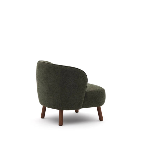 Sessel Ulit aus grüner Chenille mit Beinen aus massivem Eschenholz mit Nussbaum-Finish von Kave Home – Bild 4