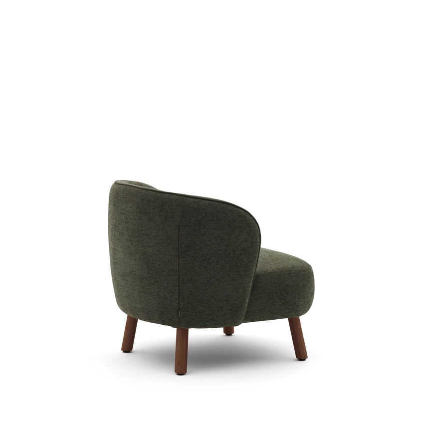 Sessel Ulit aus grüner Chenille mit Beinen aus massivem Eschenholz mit Nussbaum-Finish von Kave Home – Bild 4