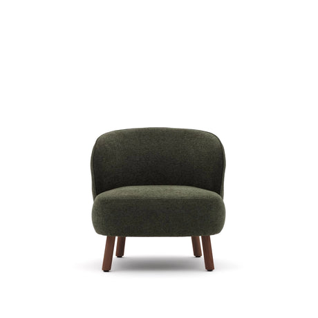 Sessel Ulit aus grüner Chenille mit Beinen aus massivem Eschenholz mit Nussbaum-Finish von Kave Home – Bild 5