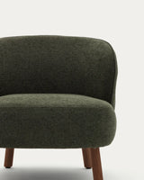 Sessel Ulit aus grüner Chenille mit Beinen aus massivem Eschenholz mit Nussbaum-Finish von Kave Home – Bild 6