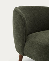 Sessel Ulit aus grüner Chenille mit Beinen aus massivem Eschenholz mit Nussbaum-Finish von Kave Home – Bild 7