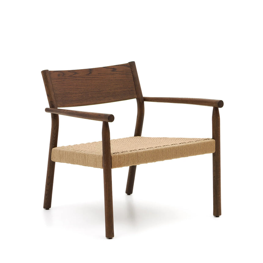 Sessel Yalia massives Eichenholz mit Nussholz-Finish und Sitz aus Papierseil FSC 100% von Kave Home – Produktbild 4