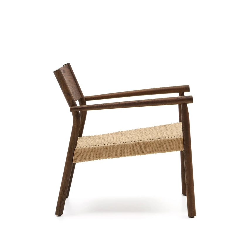 Sessel Yalia massives Eichenholz mit Nussholz-Finish und Sitz aus Papierseil FSC 100% von Kave Home – Produktbild 6