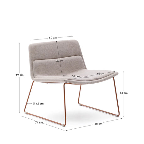 Sessel Zahara in Beige mit Stahlbeinen und Terrakotta-Finish FSC 100% von Kave Home – Produktbild 5