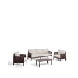 Set Aleria, bestehend aus einem 3-Sitzer-Sofa, zwei Sesseln sowie einem Couchtisch aus Aluminium und braunem Synthetikseil von Kave Home – Bild 1