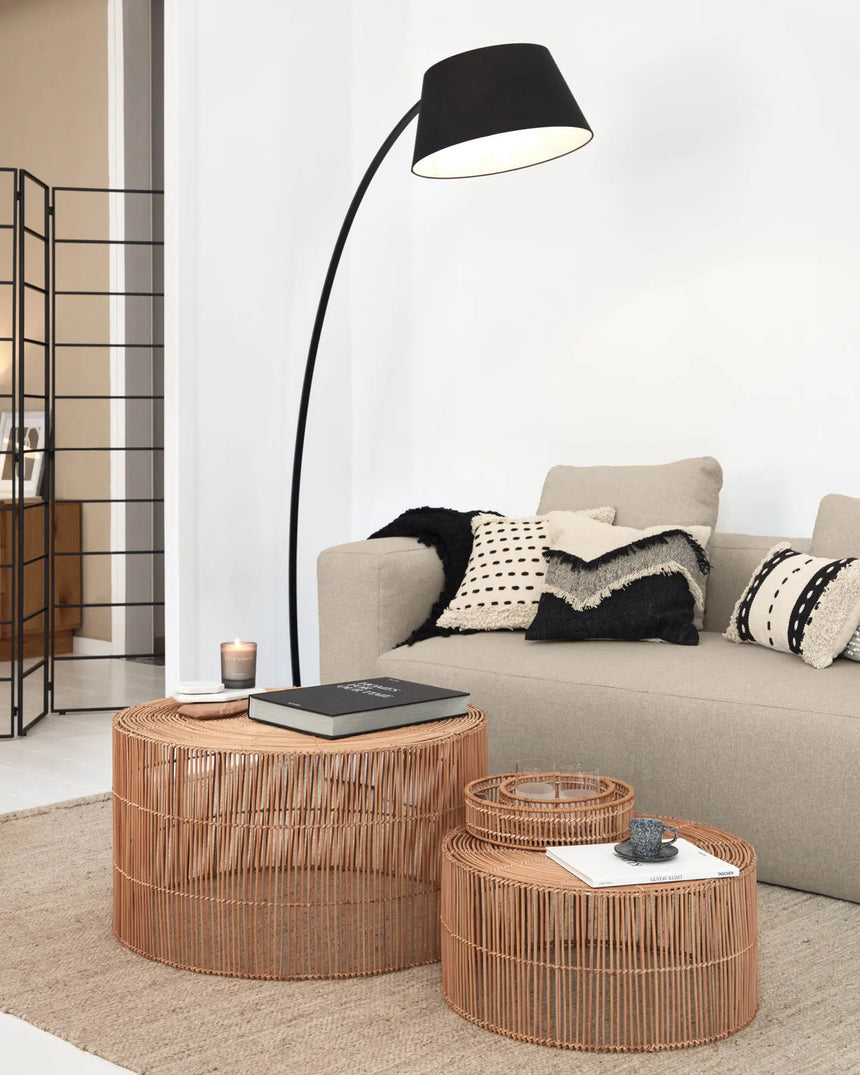 Set Elmima aus 2 Couchtischen 100% Rattan mit natürlichem Finish Ø 66 cm und Ø 55 cm von Kave Home – Bild 3