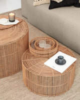 Set Elmima aus 2 Couchtischen 100% Rattan mit natürlichem Finish Ø 66 cm und Ø 55 cm von Kave Home – Bild 4