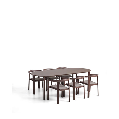 Set Erice mit 6 Stapelstühlen aus Aluminium und Seil und einem Tisch aus Aluminium und gehärtetem Glas in Braun, 230 x 100 cm von Kave Home – Bild 1