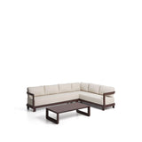 Set Nerano in Beige mit 5-Sitzer-Ecksofa und Couchtisch aus gehärtetem Glas und Aluminium von Kave Home – Bild 1