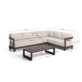 Set Nerano in Beige mit 5-Sitzer-Ecksofa und Couchtisch aus gehärtetem Glas und Aluminium von Kave Home – Bild 3
