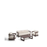 Set Nerano mit 3-Sitzer-Sofa, 2 Sesseln und Couchtisch aus gehärtetem Glas und Aluminium von Kave Home – Bild 1