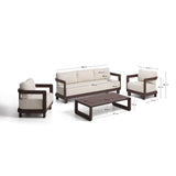 Set Nerano mit 3-Sitzer-Sofa, 2 Sesseln und Couchtisch aus gehärtetem Glas und Aluminium von Kave Home – Bild 6