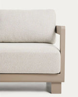 Set Nerano mit 3-Sitzer-Sofa, 2 Sesseln und Couchtisch aus gehärtetem Glas und Aluminium in Taupe von Kave Home – Bild 5