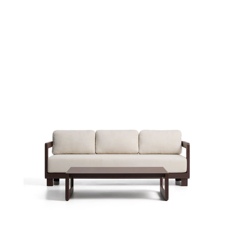 Set Nerano mit 3-Sitzer Sofa und Couchtisch aus Aluminium in Braun von Kave Home – Bild 1