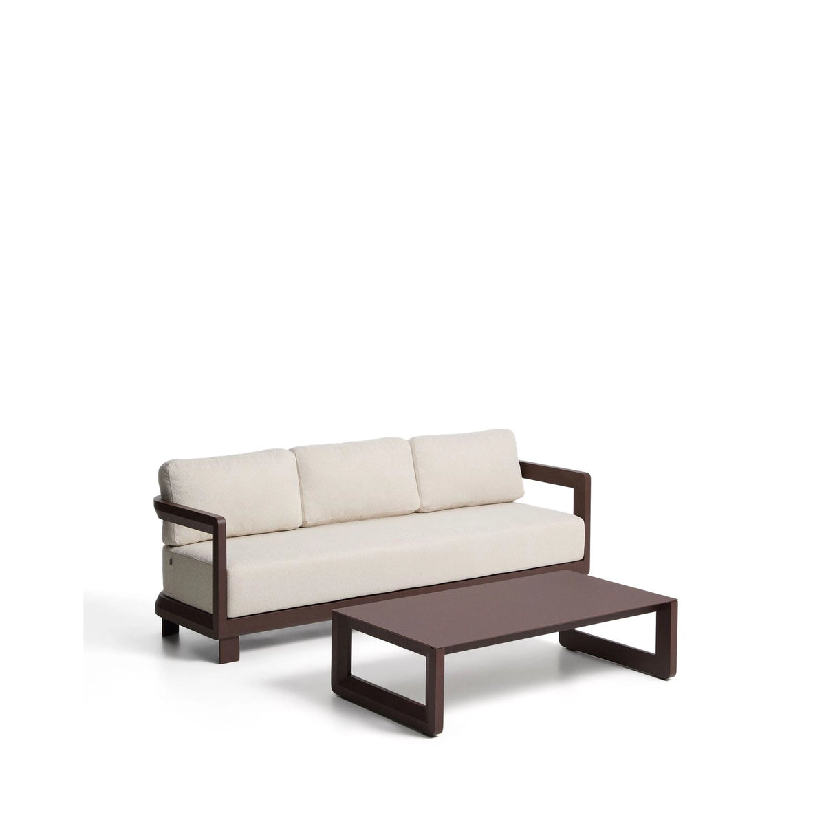 Set Nerano mit 3-Sitzer Sofa und Couchtisch aus Aluminium in Braun von Kave Home – Bild 5