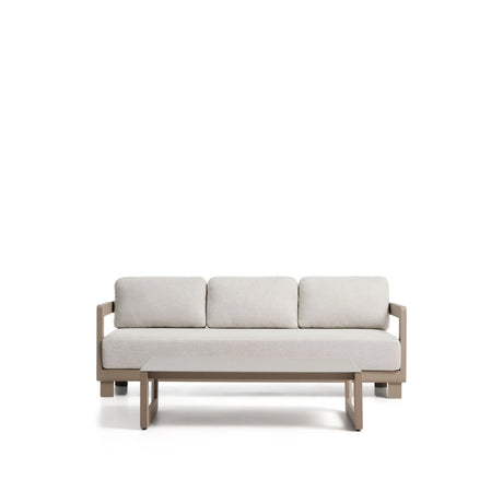 Set Nerano mit 3-Sitzer Sofa und Couchtisch aus Aluminium in Taupe von Kave Home – Bild 1