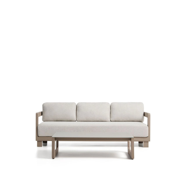 Set Nerano mit 3-Sitzer Sofa und Couchtisch aus Aluminium in Taupe von Kave Home – Bild 1