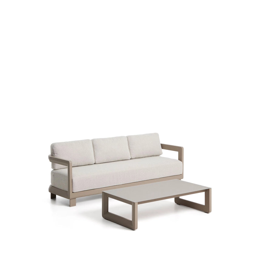 Set Nerano mit 3-Sitzer Sofa und Couchtisch aus Aluminium in Taupe von Kave Home – Bild 6