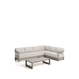 Set Nerano mit 5-Sitzer-Ecksofa und Couchtisch aus gehärtetem Glas und Aluminium in Taupe von Kave Home – Bild 1