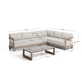 Set Nerano mit 5-Sitzer-Ecksofa und Couchtisch aus gehärtetem Glas und Aluminium in Taupe von Kave Home – Bild 5
