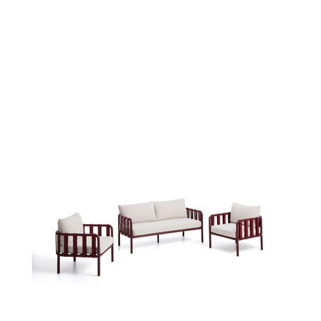 Set Omala aus einem 2-Sitzer-Sofa und 2 Sesseln aus Seil und Aluminium in Bordeauxrot von Kave Home – Bild 1