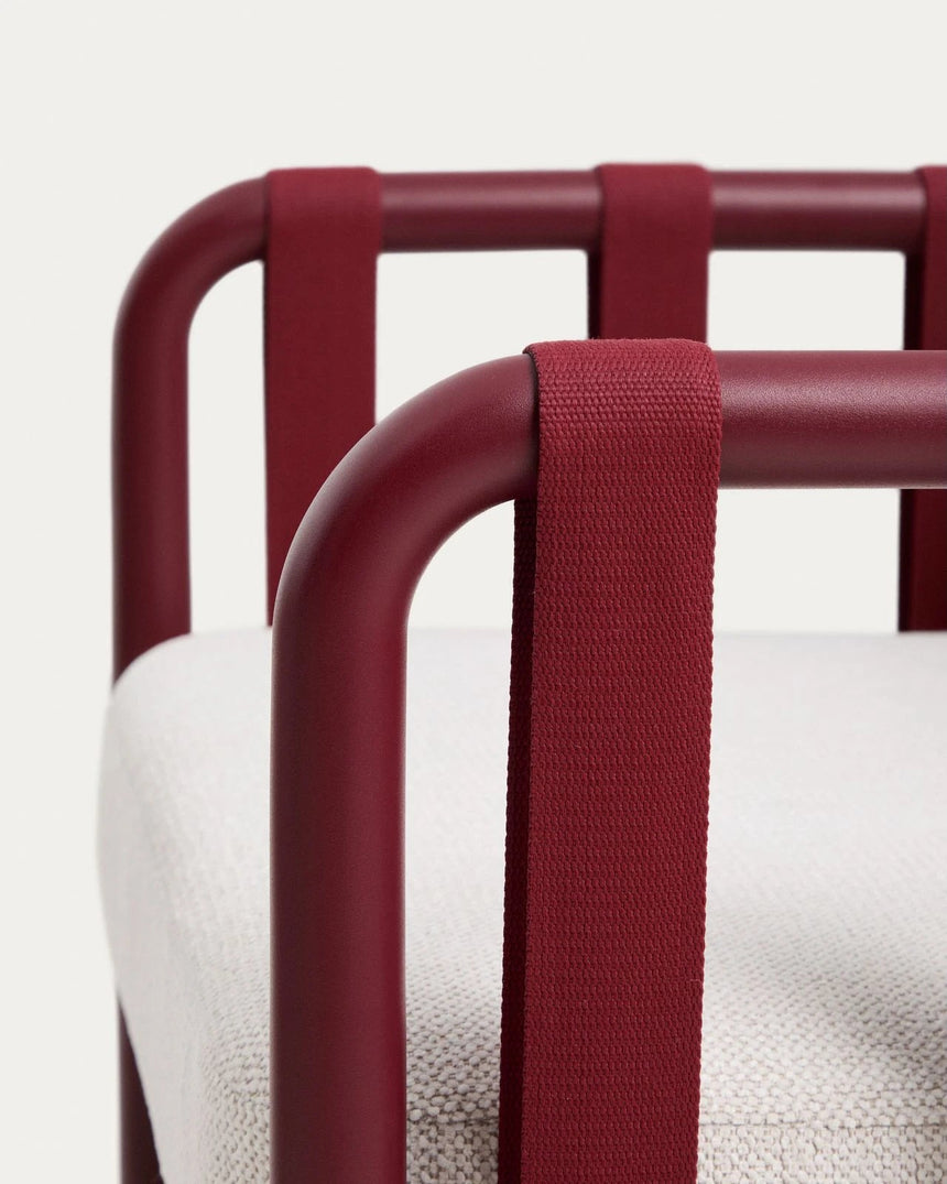 Set Omala aus einem 2-Sitzer-Sofa und 2 Sesseln aus Seil und Aluminium in Bordeauxrot von Kave Home – Bild 5